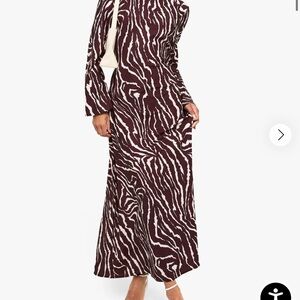Zebra Print Long Sleeve Maxi Dress